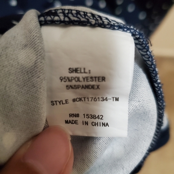 Navy Blue White Pokadot Dressy Zip Up Shirt - Picture 11 of 16